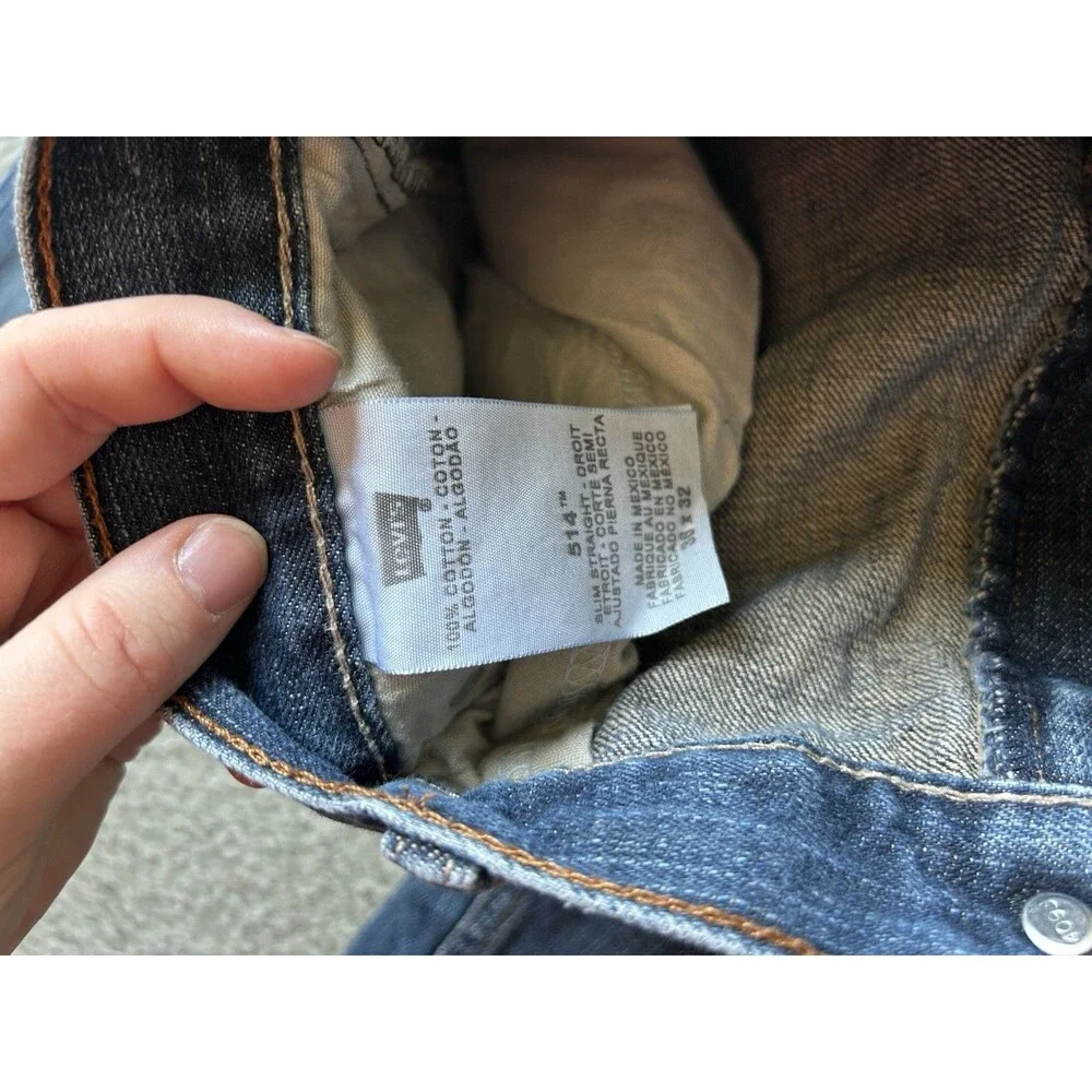 Levis 514 Straight Leg Jeans Men's 36x32 Light Wash Blue Denim - Picture 5 of 7